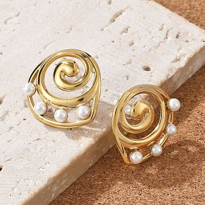 304 Stainless Steel Stud Earrings EJEW-R020-02G-02-1