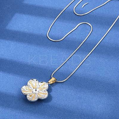 304 Stainless Steel Two Tone Pendant Necklaces for Women NJEW-S445-01D-GP-1