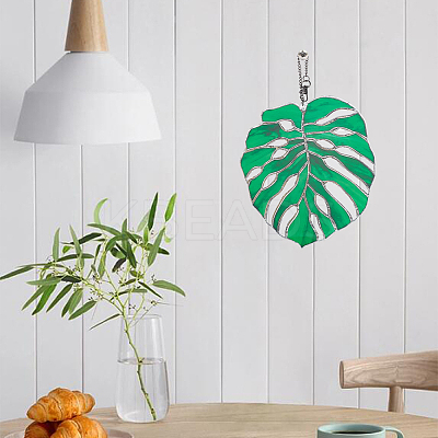 Monstera Leaf Acrylic Pendant Decorations HJEW-WH0043-33B-1