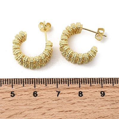 Woven C-Shaped Brass Stud Earrings EJEW-P333-01G-1