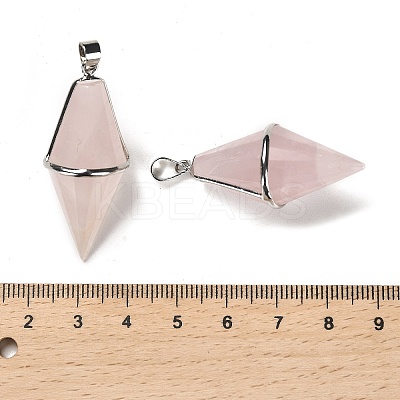 Natural Rose Quartz Pointed Pendants G-F763-04P-06-1