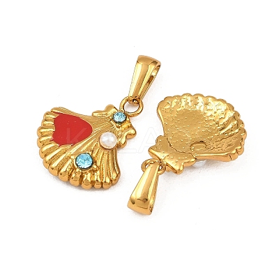304 Stainless Steel Rhinestone Pendants STAS-P438-02G-1