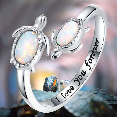 Alloy Opalite Adjustable Cuff Open Rings for Women FS-WG20668-01-1
