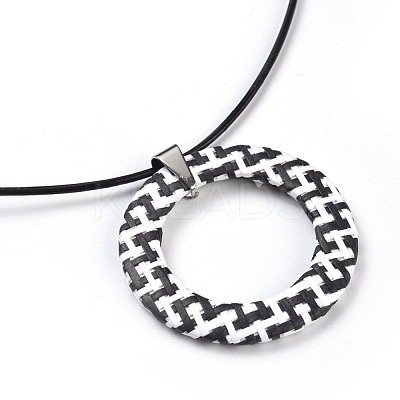 Raffia Woven Pendants Necklaces NJEW-JN02359-02-1