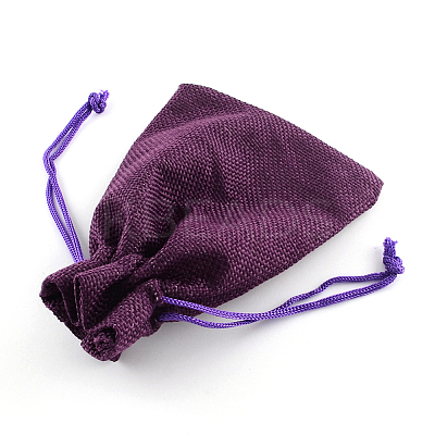 Polyester Imitation Burlap Packing Pouches Drawstring Bags X-ABAG-R005-18x13-10-1