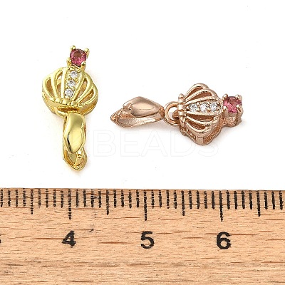 Rack Plating Brass Micro Pave Clear Cubic Zirconia Ice Pick Pinch Bails KK-K340-24-1