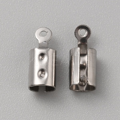 50Pcs 304 Stainless Steel  Folding Crimp Ends FIND-WH0427-66C-P-1