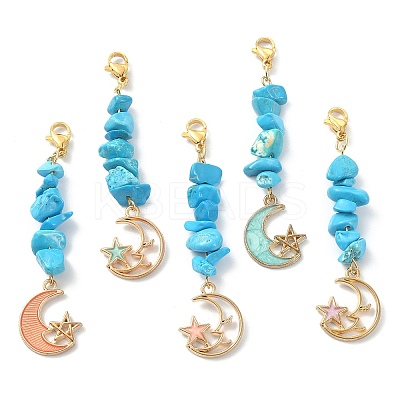 Synthetic Turquoise Chip Beaded Pendant Decorations HJEW-JM01194-01-1