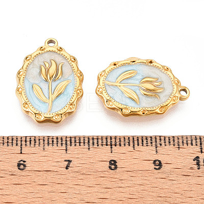 304 Stainless Steel Enamel Pendants STAS-N110-27D-G-1