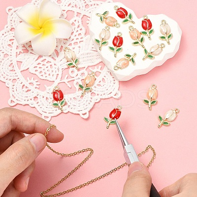 15Pcs 3 Colors Golden Plated Alloy Enamel Pendants ENAM-YW0006-07-1