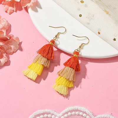 Colorful Tassel Pendants Dangle Earrings for Women EJEW-JE06111-1