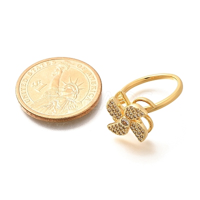 Flower Rotatable Finger Ring for Women RJEW-U035-01G-07-1