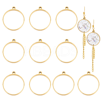 12Pcs 304 Stainless Steel Open Back Bezel Pendants STAS-UN0050-50G-1