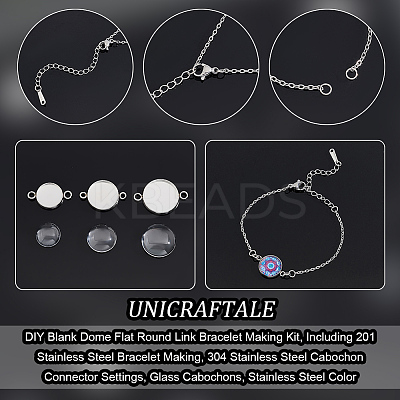 DIY Blank Dome Flat Round Link Bracelet Making Kit DIY-UN0004-54-1