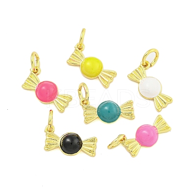 Rack Plating Brass Enamel Pendants KK-U021-04-G-1