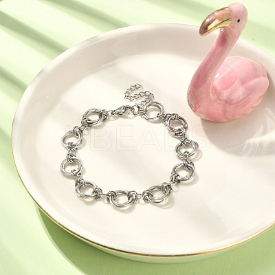 Non-Tarnish 304 Stainless Steel Rings Link Chain Bracelet BJEW-TA00334-02-1