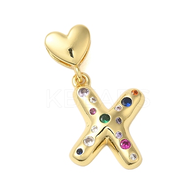 Rack Plating Brass Micro Pave Clear Cubic Zirconia Perdants KK-C067-12G-X-1