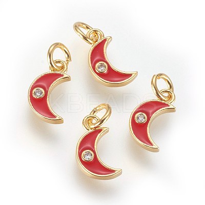 Brass Micro Pave Cubic Zirconia Charms ZIRC-G150-08G-1