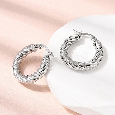 304 Stainless Steel Twist Ring Hoop Earrings EJEW-Z146-01P-04-1
