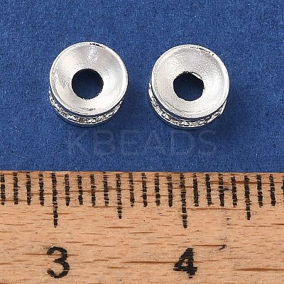 Rack Plating Brass Pave Clear Cubic Zirconia Spacer Beads KK-M285-15S-1