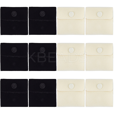 12Pcs 2 Colors Square Velvet Jewelry Bags TP-CP0001-02B-1