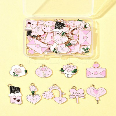 36Pcs 9 Styles Valentine's Day Theme Alloy Enamel Pendants ENAM-FS0002-52-1