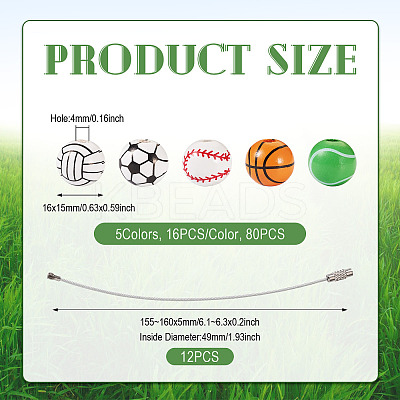 DIY Sports Ball Wood & 304 Stainless Steel  Keychain Making Kits DIY-TA0010-99-1