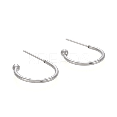 Tarnish Resistant 304 Stainless Steel C-shaped Hoop Circle Ball Stud Earrings STAS-K204-04P-1