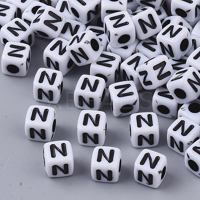 White Opaque Acrylic Beads MACR-R869-02N-1