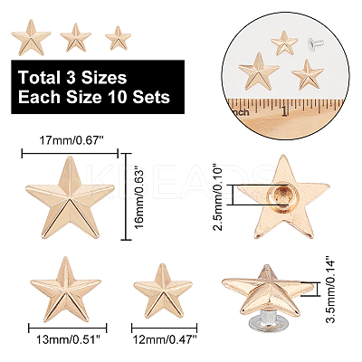 30 Sets 3 Style Zinc Alloy Garment Semi-Tublar Rivets FIND-AR0003-49-1