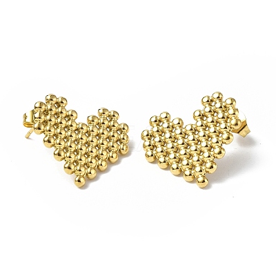 Ion Plating(IP) 304 Stainless Steel Heart Stud Earrings for Women STAS-B034-17G-1