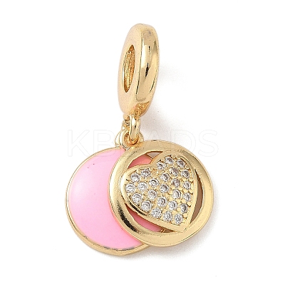 Brass Micro Pave Clear Cubic Zirconia European Dangle Charms KK-D502-10G-1