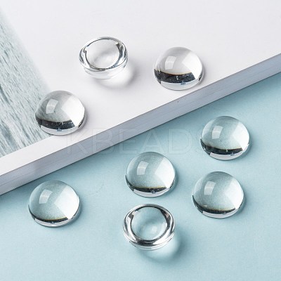 Transparent Half Round Glass Cabochons X-GGLA-R027-18mm-1
