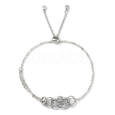 Natural Quartz Crystal Bullet Link Slider Bracelets BJEW-JB09901-05-1