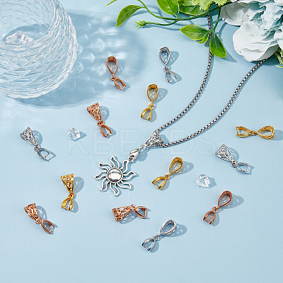 36Pcs 3 Color Filigree Rack Plating Brass Ice Pick Pinch Bails KK-HY0001-83-1