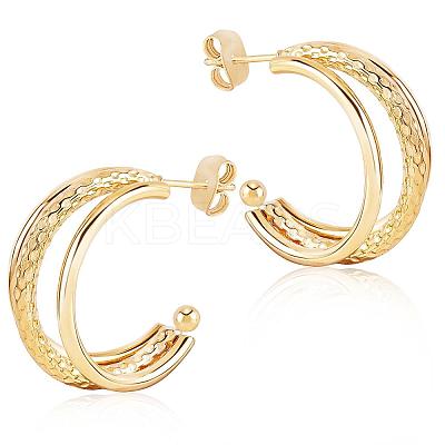 Stainless Steel Triple Line Claw Stud Earrings for Women JE1104A-1