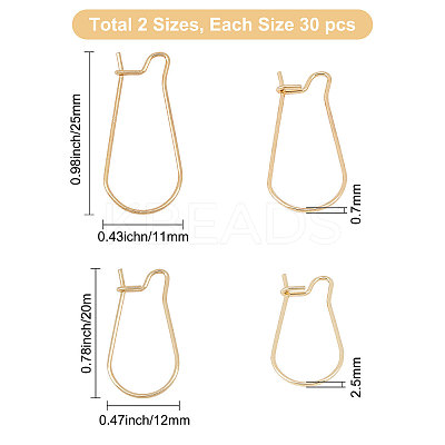 60Pcs 2 Style Surgical Stainless Steel Hoop Earrings Findings STAS-CN0001-03-1