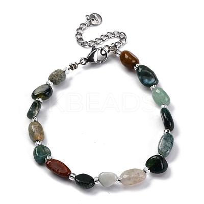 Natural Indian Agate Beaded Bracelets for Women G-P563-07P-20-1