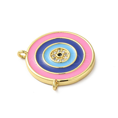 Rack Plating Brass Pave Cubic Zirconia Enamel 2-Loop Pendants KK-O142-11G-1