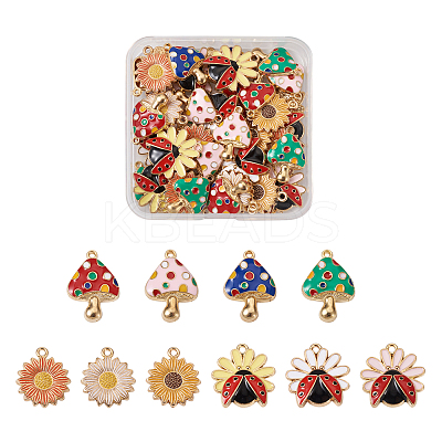 50Pcs 10 Style Rack Plating Alloy Enamel Pendants ENAM-SW0001-02-1