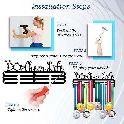Fashion Iron Medal Hanger Holder Display Wall Rack ODIS-WH0021-061-1