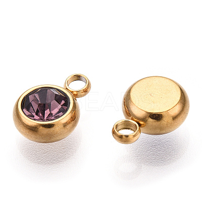 201 Stainless Steel Rhinestone Charms STAS-S068-06G-1