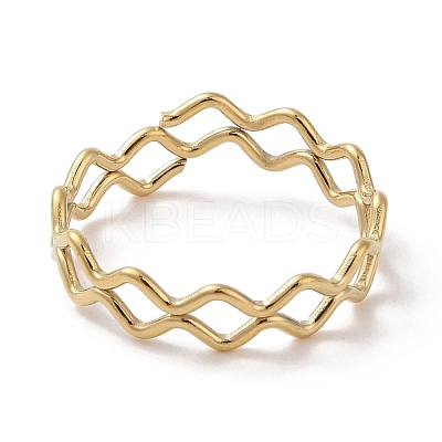 Ion Plating(IP) 304 Stainless Steel Wave Finger Rings for Women RJEW-G315-07A-G-1
