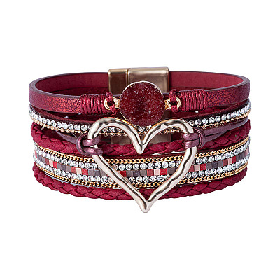 Imitation Leather Multi-Starnd Bracelets BOHO-PW0001-039A-1