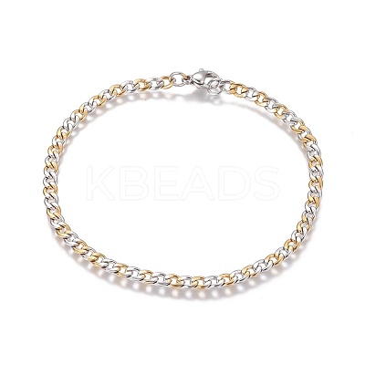 304 Stainless Steel Curb Chain Bracelets BJEW-I274-01G-1