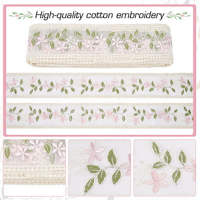 15 Yards Polyester Embroidery Flower Lace Ribbon OCOR-WH0078-223-1