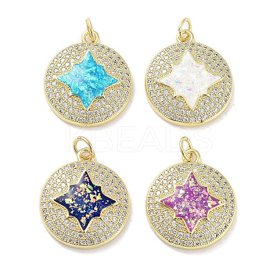 Brass Micro Pave Clear Cubic Zirconia Pendants KK-L213-003G-1