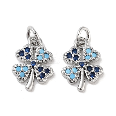 Clover Brass Micro Pave Cubic Zirconia Charms KK-B102-04P-1