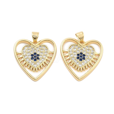 Brass Pave Cubic Zirconia Pendants KK-U009-04B-G-1