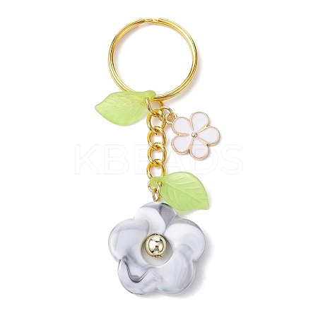 Flower Acrylic Imitation Gemstone Pendant Keychain KEYC-JKC00692-05-1